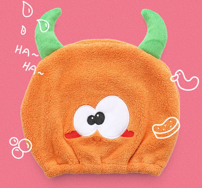 Cute Cartoon Animal Child Hair Towel Cap Drying Hat Quick-dry Microfiber Super Absorption Hair Twist  Kid Bath Hat Bathroom