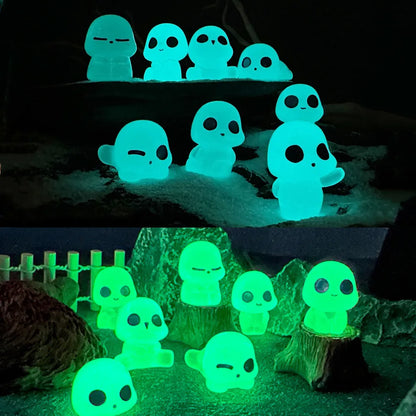 10PCS Miniaturas Árvore Elfo Bebê Resina Brilham À Noite Micro Decorações de Paisagem Luminosa Alienígena ET Fada Jardim Acessórios