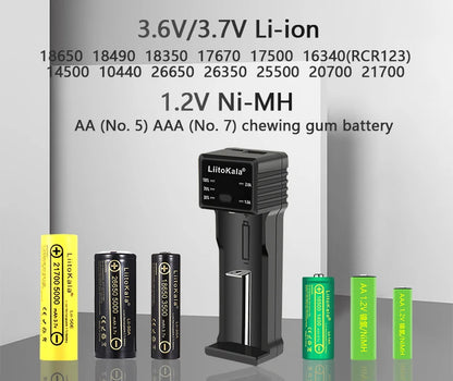 LiitoKala Lii-100C Lii-100 Battery Charger For 18650 18350 26650 16340 RCR123 14500 3.7V 1.2V Ni-MH Ni-Cd 2A USB Smart Charger