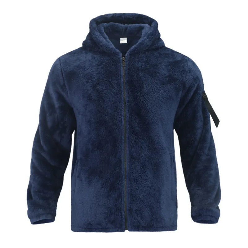 American Heavy Coat Male Autumn Winter Double-sided Fleece Warm Jacket Casual Sports Hooded Coat Spot Sales