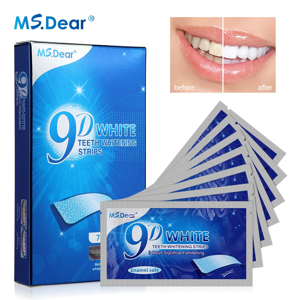 9D Teeth Whitening Stickers Mint White Teeth Gel Tooth Whitener Strips Teeth Yellow Smoke Stains Tea Stains Oral Hygiene Care