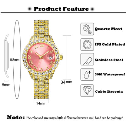 MISSFOX Pink Women Watch Luxury Small Face Elegant Quartz Watches For Ladies Icy Look Party Jewelry Mini Babe So Cute Arm Clock