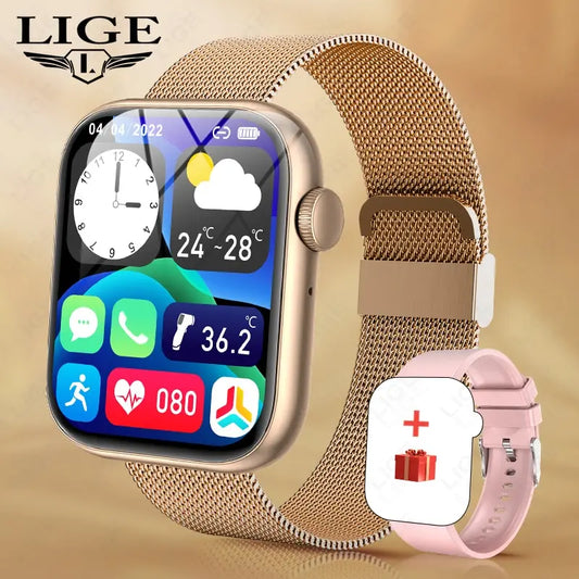 LIGE Bluetooth Call Smartwatch Women Men Sports Fitness Watches Woman Body Temperature Monitoring Waterproof Smart Watch Ladies