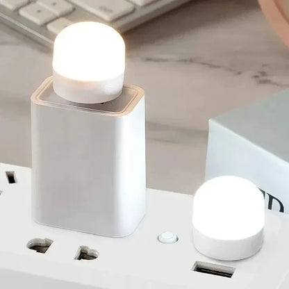 50-1PCS USB Night Light Mini LED Night Light USB Plug Lamp Power Bank Charging USB Book Lights Round Reading Eye Protection Lamp