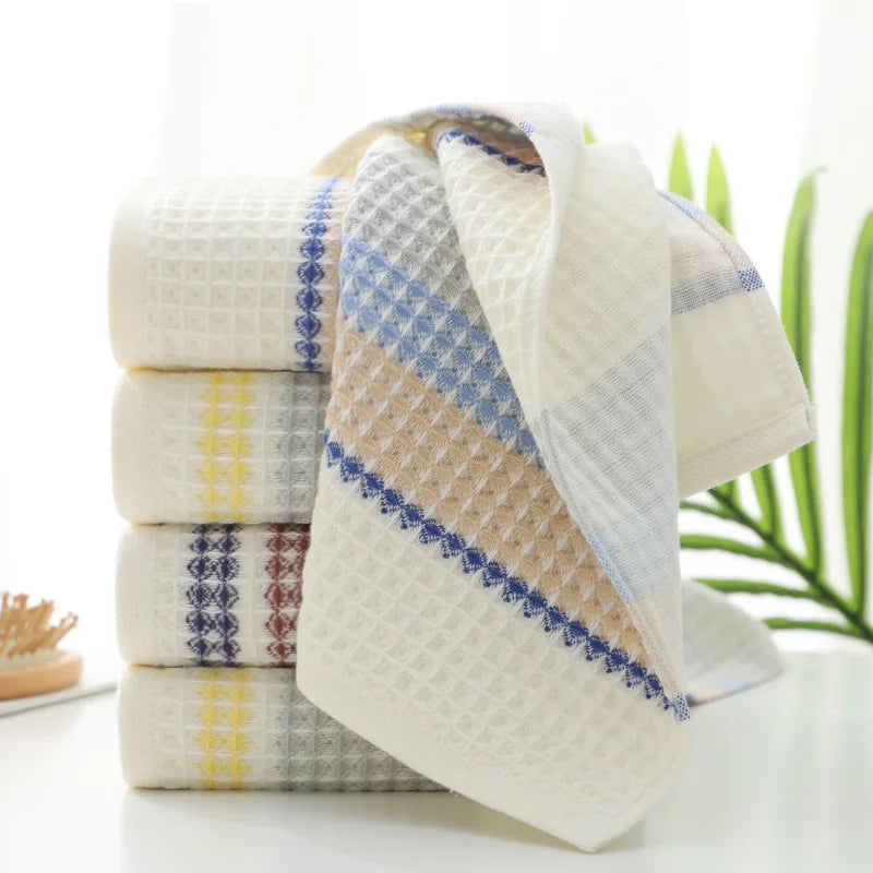 1pcs Waffle Gauze Towel Pure Cotton Small Square Towel Soft and Absorbent Square Adult Facial Wash Children's Small Towel