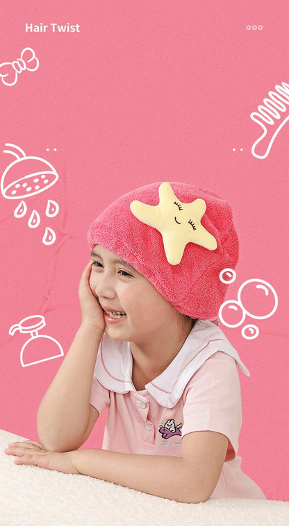 Cute Cartoon Animal Child Hair Towel Cap Drying Hat Quick-dry Microfiber Super Absorption Hair Twist  Kid Bath Hat Bathroom