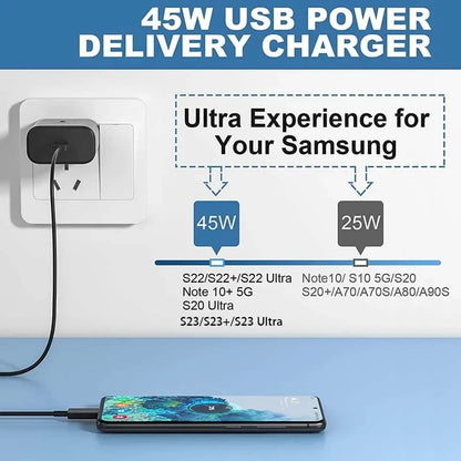 PD 45W USB Charger Fast Charger For Samsung Galaxy S23 Ultra Note10 Plus With USB C To Type C Quick Charge Cable Phone Adapter