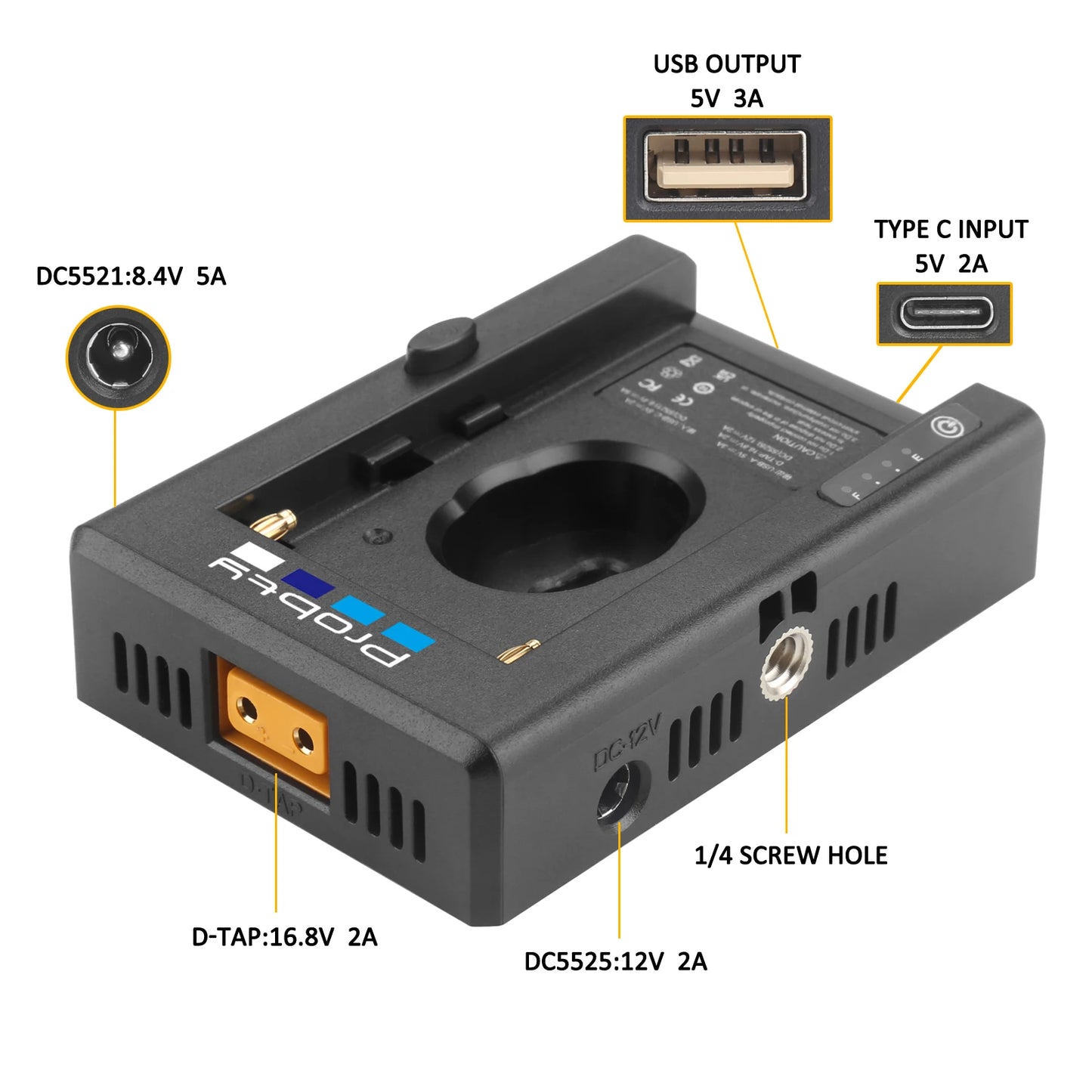 NP-F Battery Charger Battery Adapter Plate Cold Shoe Adapter 1/4in for NP-F550 F750 F970 for BMPCC 4K 6K DSLR ILDC