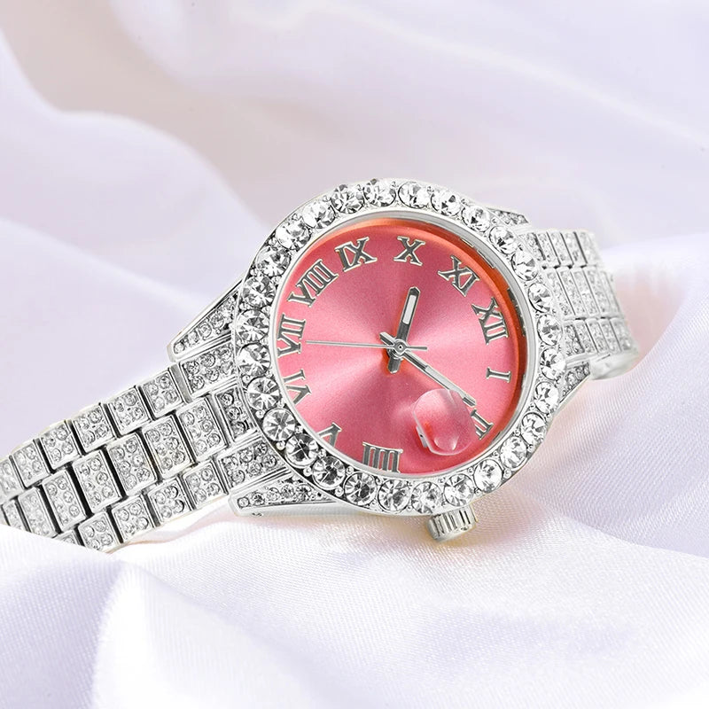 MISSFOX Pink Women Watch Luxury Small Face Elegant Quartz Watches For Ladies Icy Look Party Jewelry Mini Babe So Cute Arm Clock