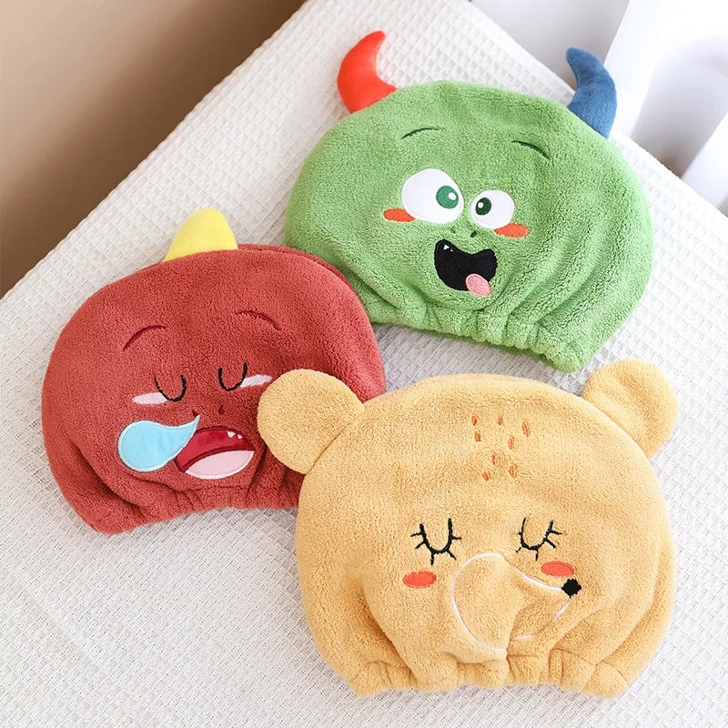 Cute Cartoon Animal Child Hair Towel Cap Drying Hat Quick-dry Microfiber Super Absorption Hair Twist  Kid Bath Hat Bathroom