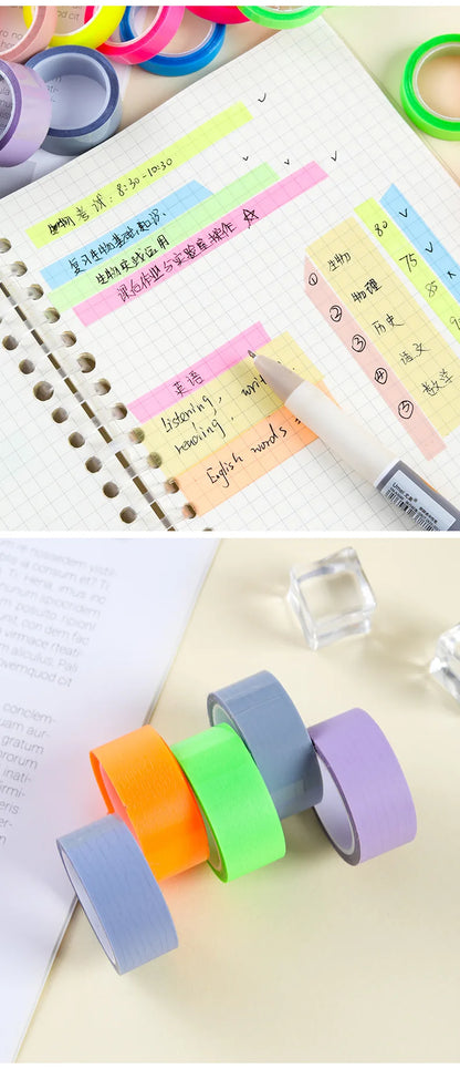 5 Roll 5 Colors Stickers Transparent Fluorescent Index Tabs Flags 5m Sticky Note Stationery Children Gift School Office Supplies