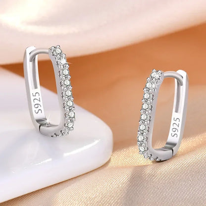 High-quality 925 Sterling Silver Crystal Fashion Circle Hoop Earrings for Woman Wedding Party Gift  Street Versatile Jewelry