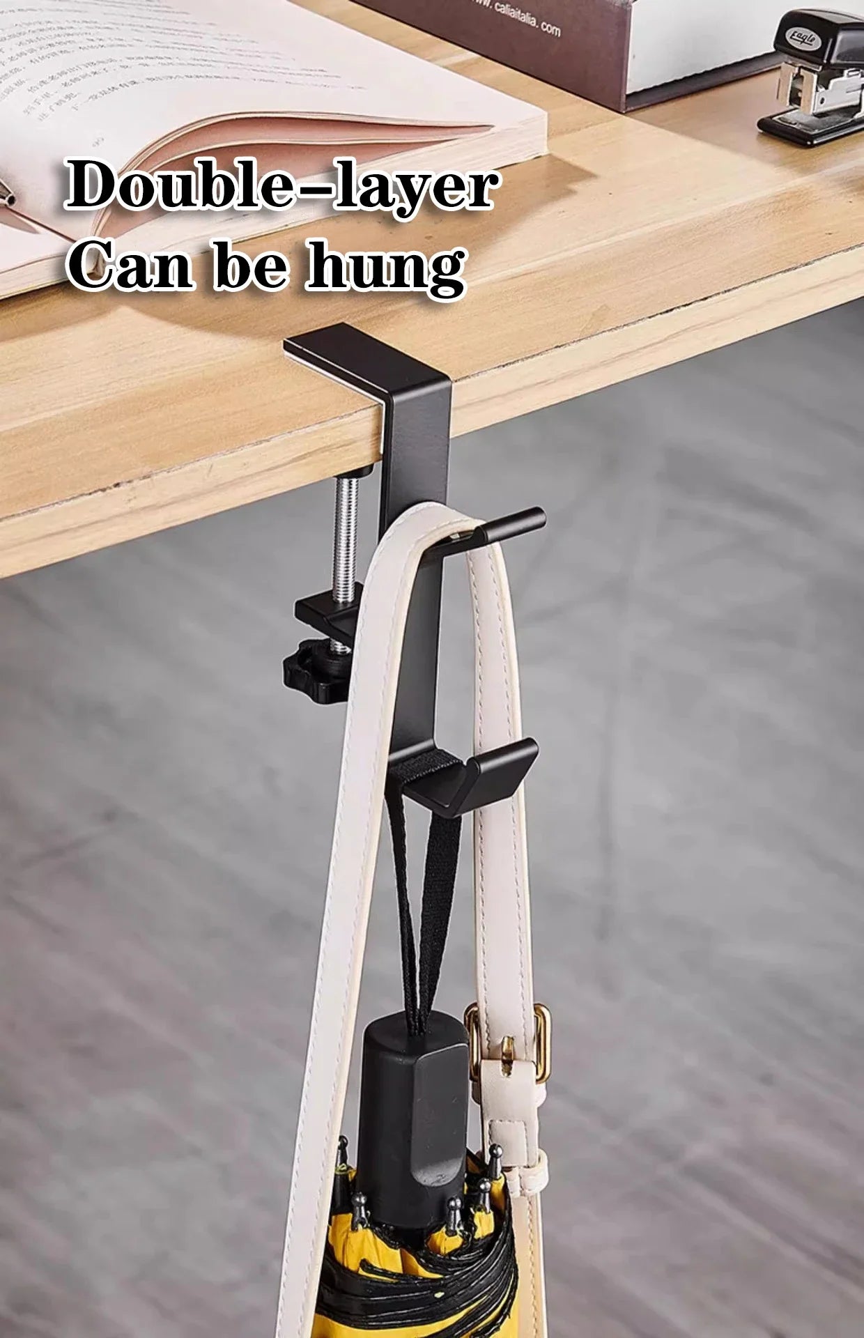 Adjustable Desk Edge Hook Gaming Headset Desk Hanger Student Backpack Storage Hanging Hook Punch-free Home Office Organizer