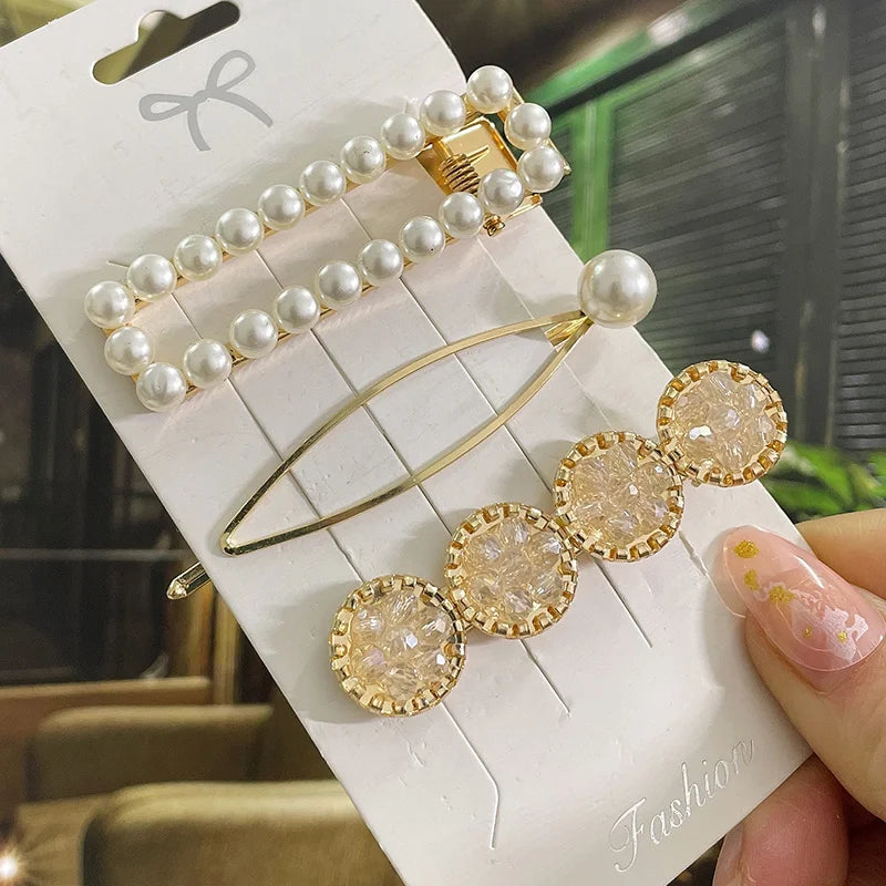 Simulated Pearl Hair Clips For Women Korean Women Hairpins Girl Geometric Hair Barrettes Fashion Hairgrip Hair Accessories