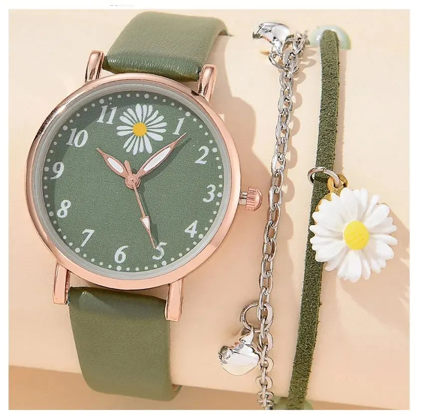 New Watch for Women Dress Romantic Bracelet WristWatch Fashion Ladies Leather Quartz Watch Clock Women Montre Femme