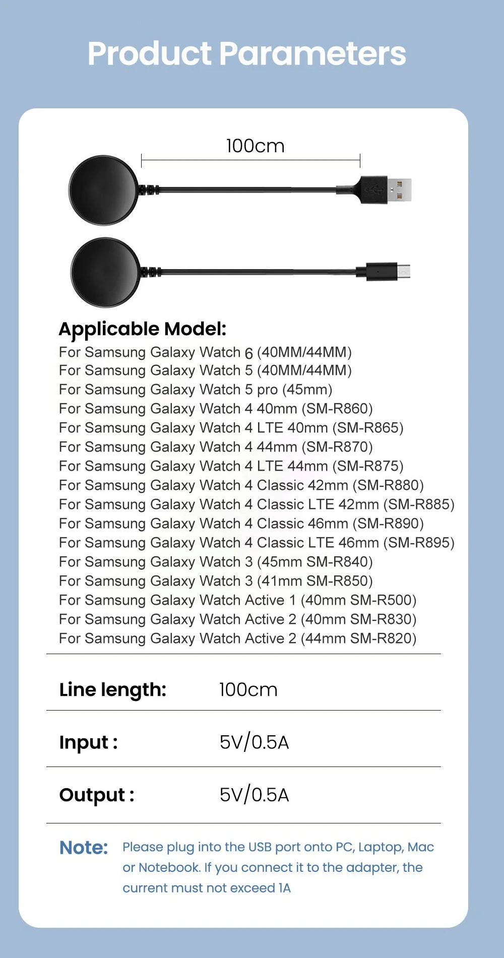 Magnetic Charger for Samsung Galaxy Watch 6 5 Pro Fast Charging USB C For Samsung Watch 6 5 4 3 2 1 Universal Charging