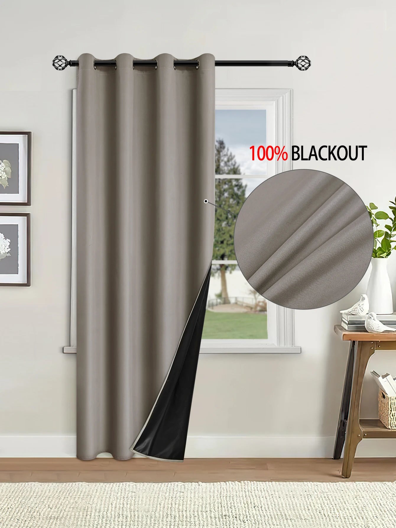 1pc Blackout Curtain with Coated Insulated Lining, Ideal for Living Room, Bedroom, Kitchen, Bathroom, Home Decor, Room Decor