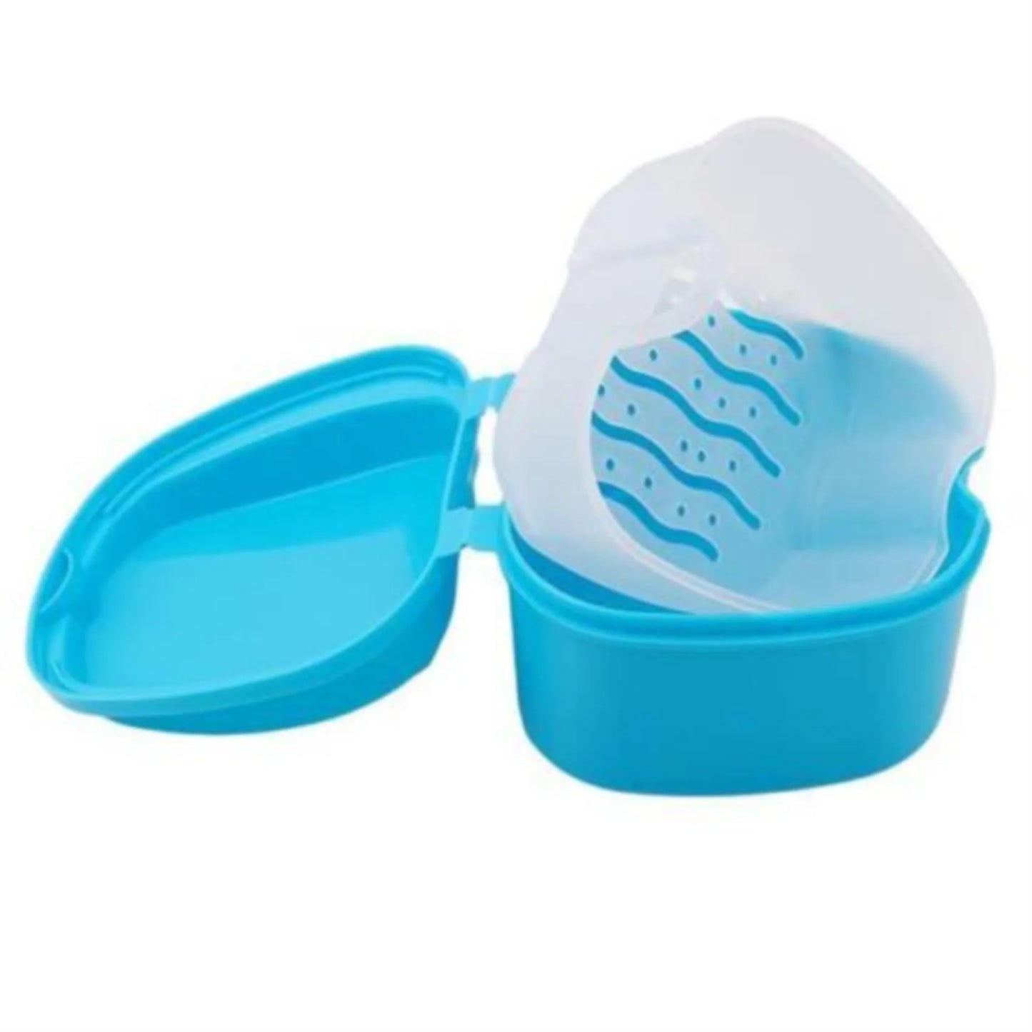 1PC Oral Denture Care Bath Box False Teeth Cleaning Nursing with Hanging Net Container Cleaning False Teeth Bath Case