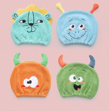 Cute Cartoon Animal Child Hair Towel Cap Drying Hat Quick-dry Microfiber Super Absorption Hair Twist  Kid Bath Hat Bathroom