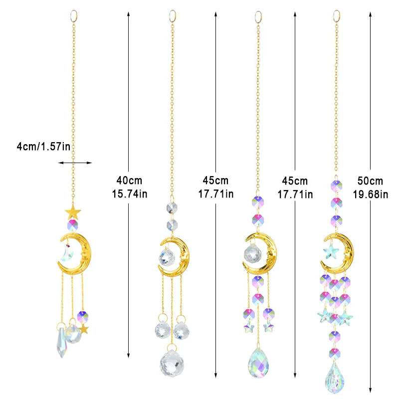 1 Piece Crystal Wind Chime Suncatcher Bedroom Balcony Patio Sun Moon Prism Pendant Good Home Decorations