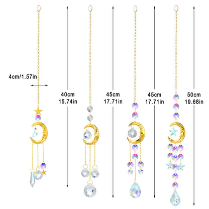 1 Piece Crystal Wind Chime Suncatcher Bedroom Balcony Patio Sun Moon Prism Pendant Good Home Decorations