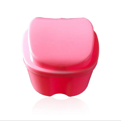 1PC Oral Denture Care Bath Box False Teeth Cleaning Nursing with Hanging Net Container Cleaning False Teeth Bath Case