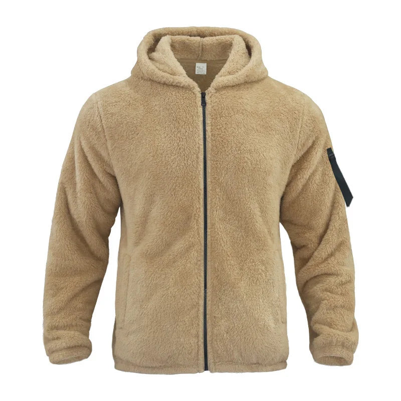 American Heavy Coat Male Autumn Winter Double-sided Fleece Warm Jacket Casual Sports Hooded Coat Spot Sales