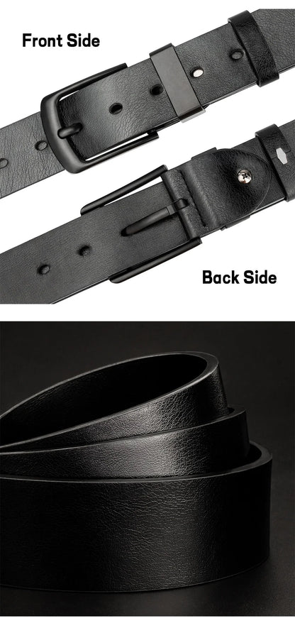 Maikun Men's Vintage Casual Belt Black Pin Buckle Student Versatile Leather Wide Belt