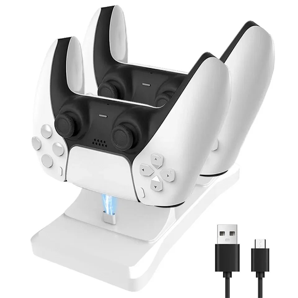 Dual Controller Charging Stand for Playstation 5 Controller Charger Station PS5 with Fast Charging AC Adapter 5V 2A