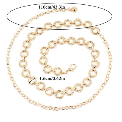 Fashion Circle Metal Waist Chain Belt Women'S Gold Silver Waistband Hip Hop Style Waist Belts Dress Accessories Cinturon Mujer