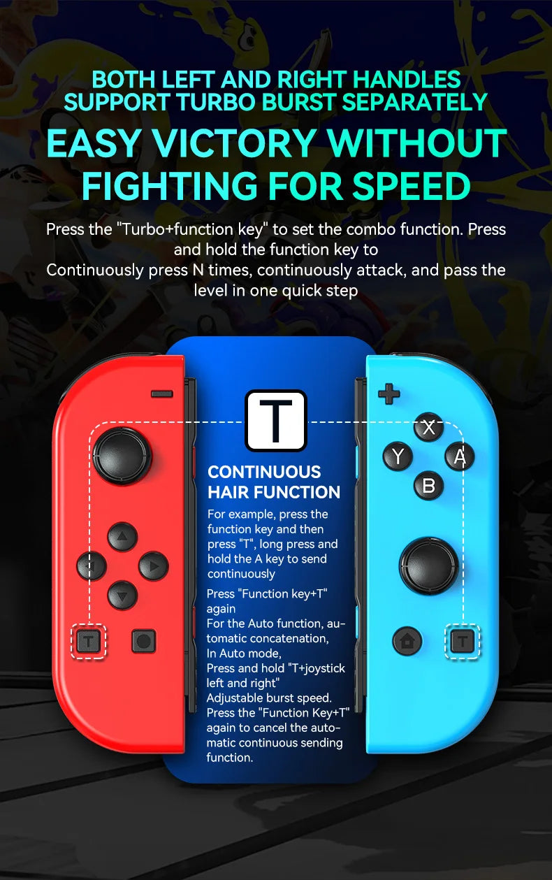 Nintend Switch Gamepad 2 Vibration Motor 6-axis Gyroscope Bluetooth 5.2 for Nintendo Switch / OLED Gaming Controller Accessories