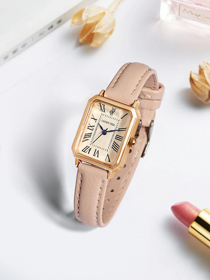 Fashion Retro Digital Dial Casual Watches Square Leather Strap Fashionable Clock Quartz Wristwatch for Women Gift