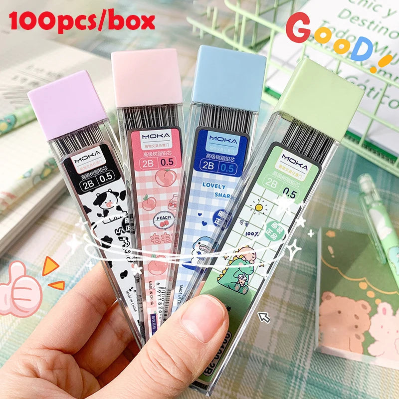 4/6pcs 0.5mm Mechanical Pencils Kawaii Automatic Pencils with Erasers Korean Stationery Cute Pencils School Office Press Pens