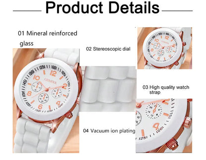 Fashion Women Watches Set White Silicone Jelly Quartz Watch Ladies Dress Wristwatch Gifts for Girls Relogio Feminino Reloj Mujer