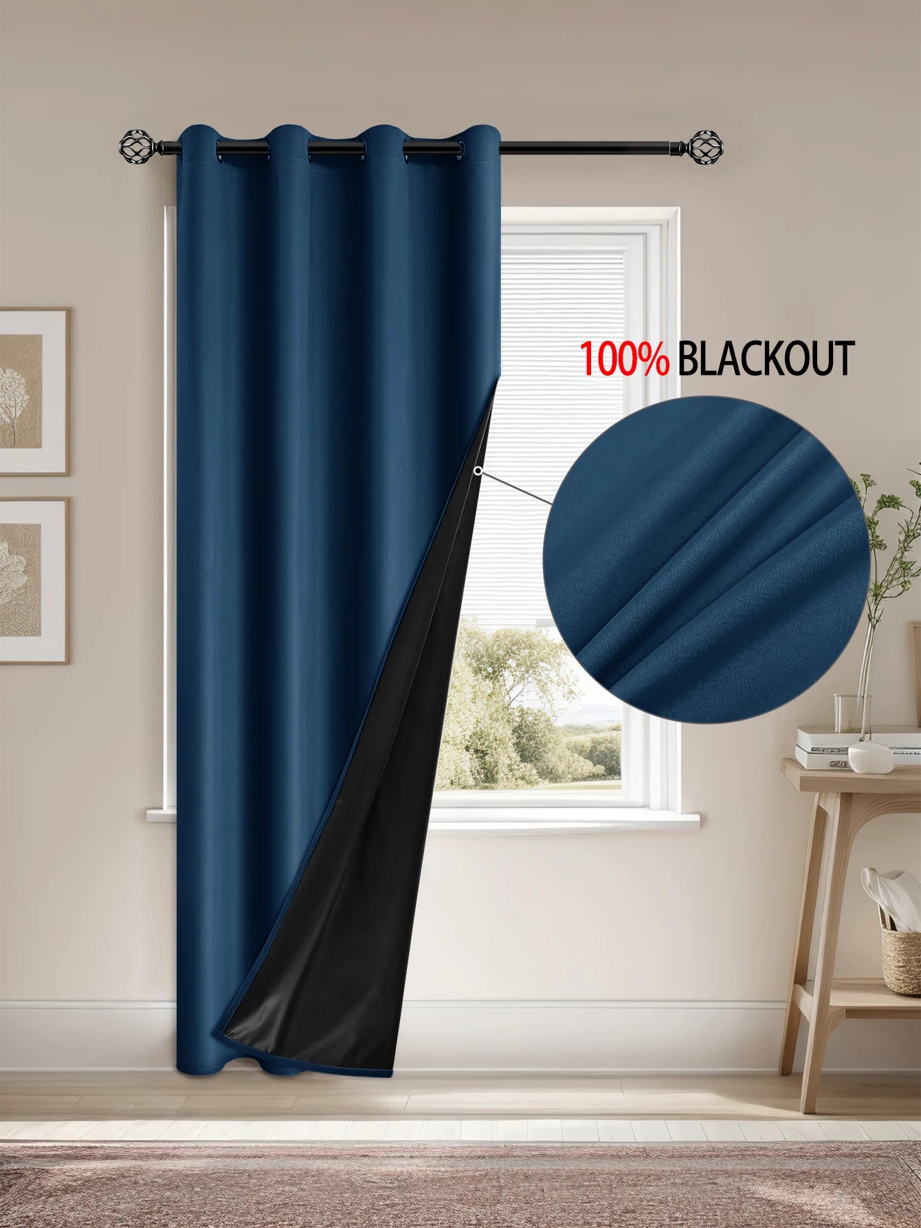 1pc Blackout Curtain with Coated Insulated Lining, Ideal for Living Room, Bedroom, Kitchen, Bathroom, Home Decor, Room Decor