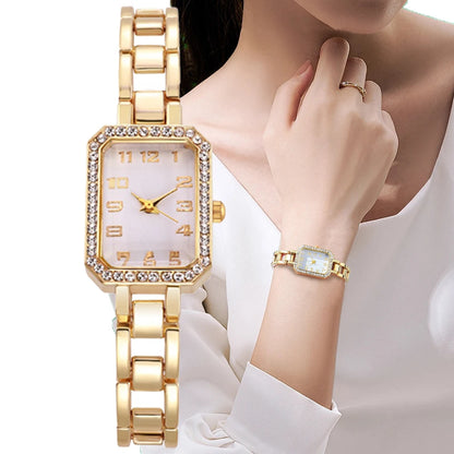 Luxury Women's Watch 2023 New Simple Square Full Diamond Digital Quartz Watche Gold Stainless Steel Bracelet Women's Dress Clock