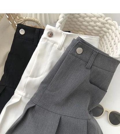 Pleated Skirts Women High Waist Korean Style Summer Solid All-match College Temperament Ulzzang Fashion Mini Sweet Ins Casual