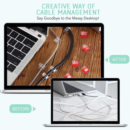 50PCS Cable Organizer Clips Cable Management Wire Manager Cord Holder USB Charging Data Line Bobbin Winder Wall Mounted Hook