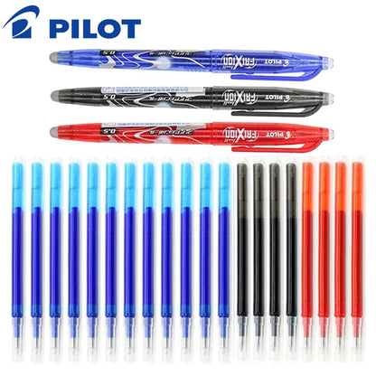 Conjunto de canetas de gel apagáveis ​​Pilot Frixion 0,5 mm azul/preto/vermelho recargas substituíveis material escolar acessórios de escritório