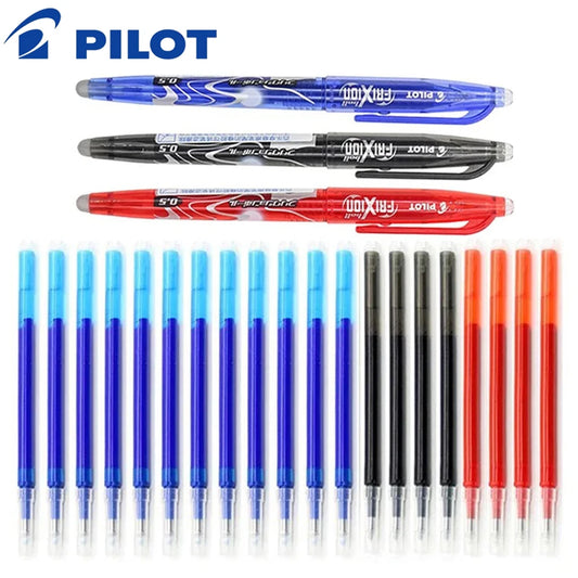 Conjunto de canetas de gel apagáveis ​​Pilot Frixion 0,5 mm azul/preto/vermelho recargas substituíveis material escolar acessórios de escritório