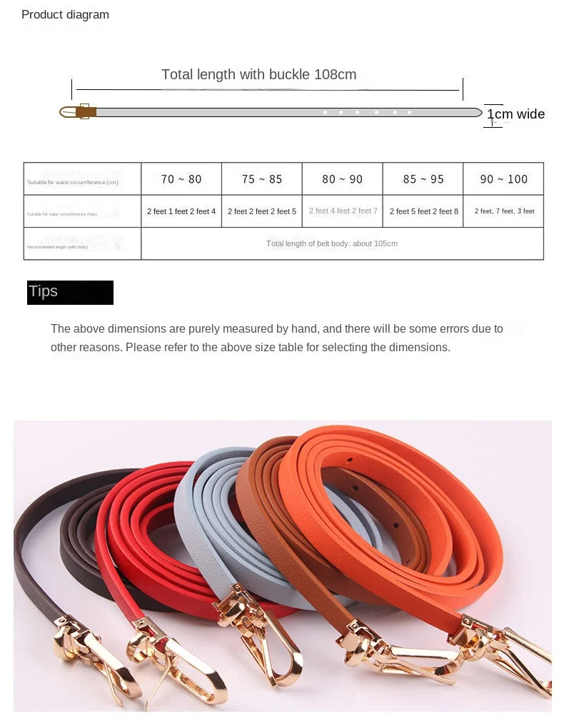 Fashion Black Blue White Pink Red Women Belts Thin Skinny Waistband Pin Buckle Adjustable Belt Summer Dress Jeans Strap Pu Belts