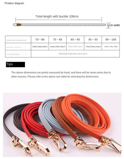 Fashion Black Blue White Pink Red Women Belts Thin Skinny Waistband Pin Buckle Adjustable Belt Summer Dress Jeans Strap Pu Belts