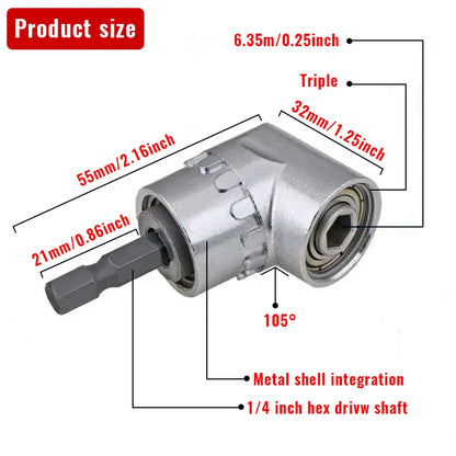 105 Degree Right Angle Drill Attachment and Flexible Angle Extension Bit Kit for Drill Screwdriver Socket Adapter Tools