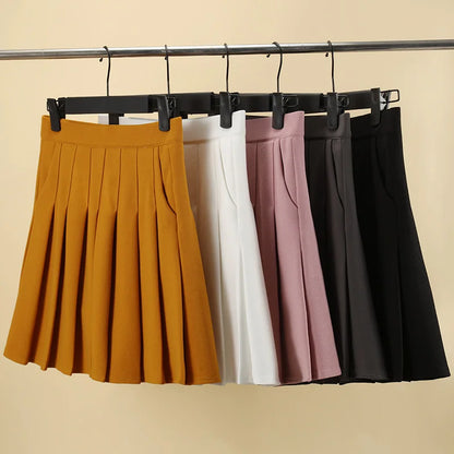 Brown Skirt Ladies 2022 Summer Clothes Women's High Waist Harajuku Korean Style Black Mini Pleated Skirt For School Girl Uniform