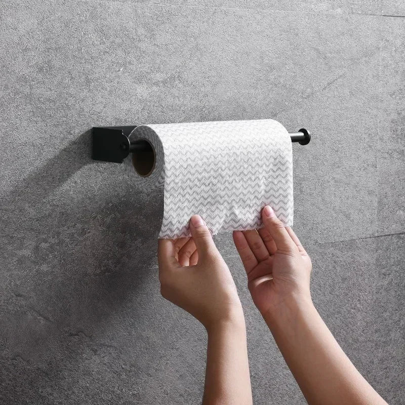 Adhesive Paper Towel Holder Toilet Roll Paper Holder Bathroom Punch-Free Roll Paper Holder Stainless Steel Black Gold Roll Rack