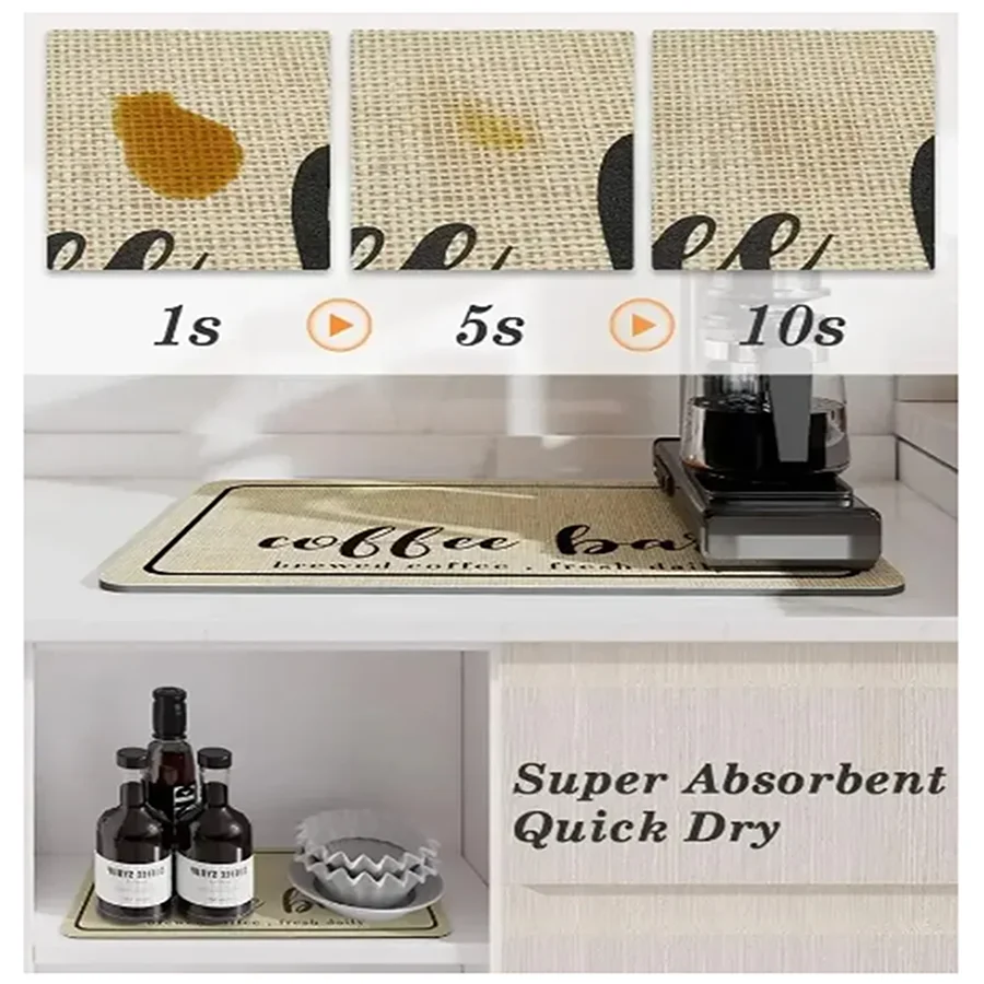 Absorbent coffee mat solid color placemat kitchen cutlery drying mat bottle cutlery placemat floor carpet Cup and bowl drain pad