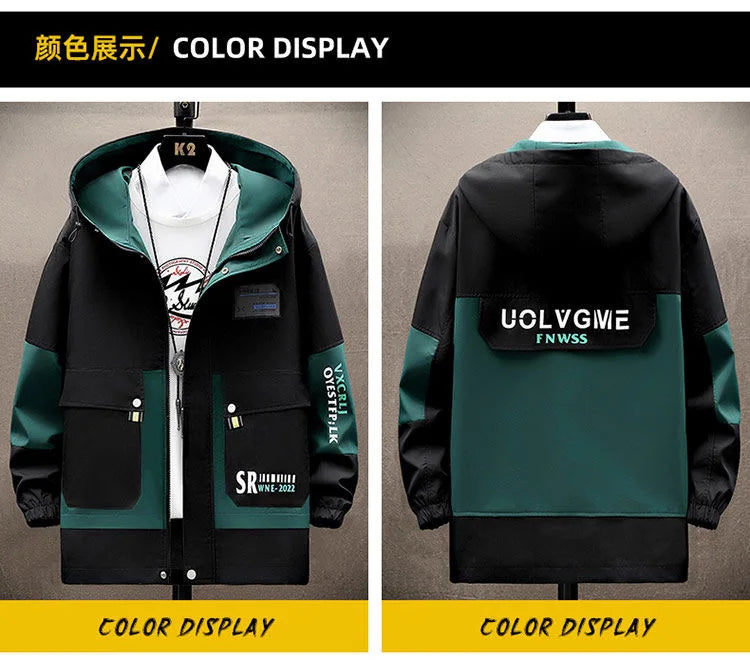 2024 Spring and Autumn New Fashion Trend Printed Hooded Coat Men's Casual Relaxed Comfortable Waterproof Plus-Size Jacket M-4XL