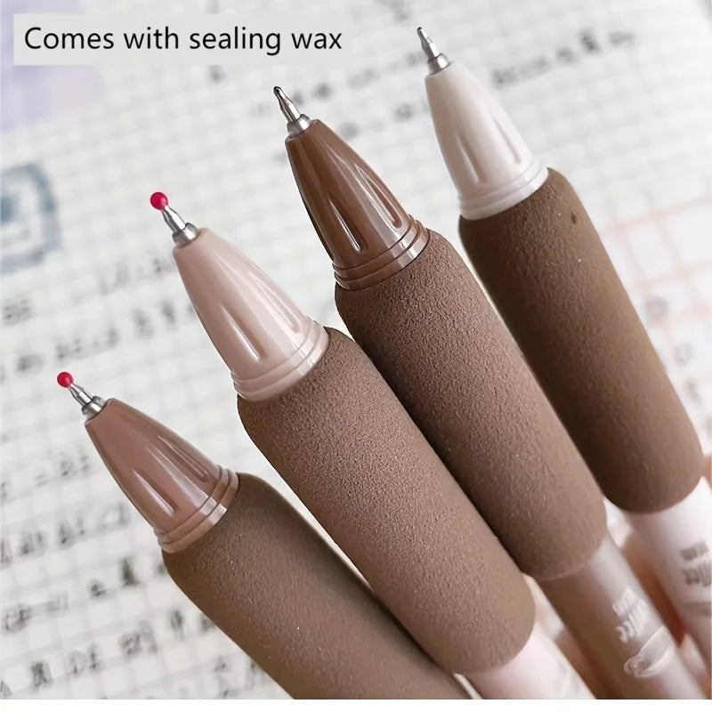 4pcs Cute Kawaii Coffee Soft Bread Gel Pen Set 0.5mm Black Color Ink For Writing Office School Stationery Supplies