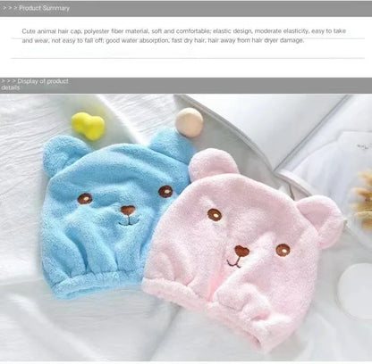 New Cartoon-shaped Hygroscopic And Breathable Microfiber Turban Quick-drying Hair Cap Wrapped Towel Cap Towel Hair Cap