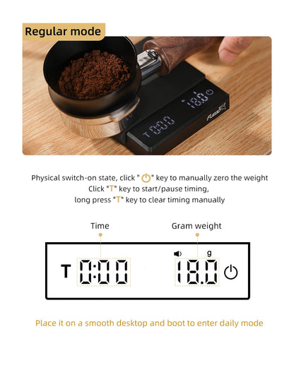 Fuego Kitchen Coffee Scale with Timer Rechargeable Digital Scale 0.1g High Precision 3 Modes Drip Espresso Scale Barista Gift